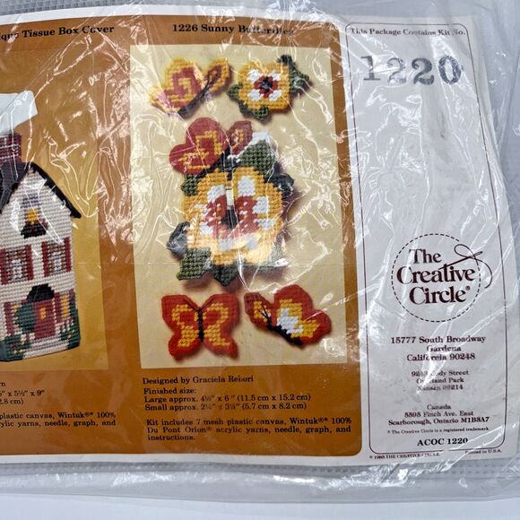 Vintage The Creative Circle Stitchery KIT  #1220, 1226 USA Butterflies & Cottage - Picture 7 of 14